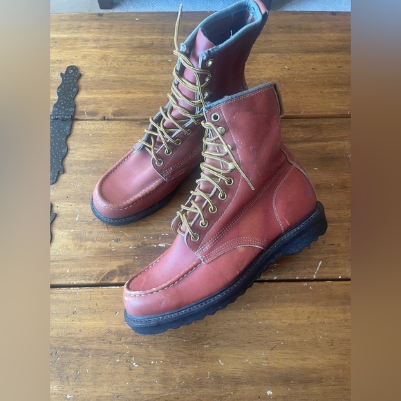 Vintage Wearmaster Sears USA Motorcycle Indy Biker Work Boots Brown Leather 11